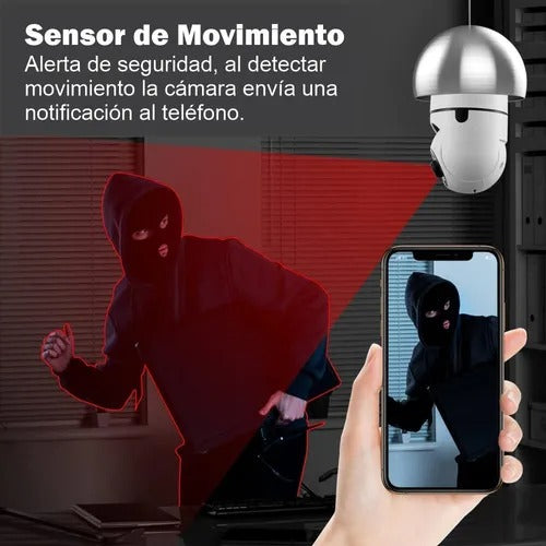 Cámara Bombillo 360° WiFi con Visión Nocturna y Audio Bidireccional