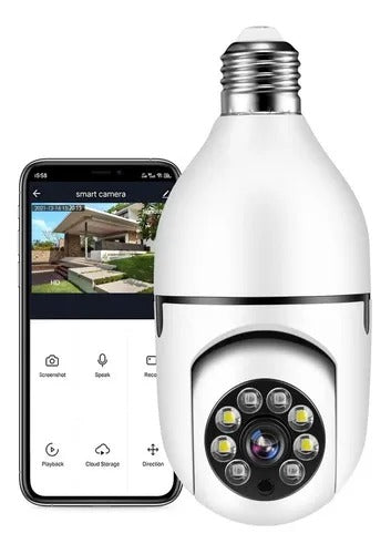 Cámara Bombillo 360° WiFi con Visión Nocturna y Audio Bidireccional