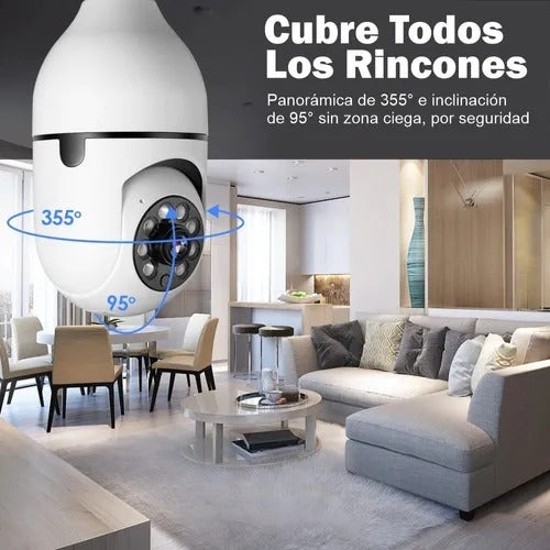 Cámara Bombillo 360° WiFi con Visión Nocturna y Audio Bidireccional